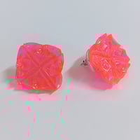 Image 1 of Selenium Pink Doily Stud Earrings 3