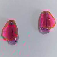 Image 3 of Selenium Pink Hydrangea Stud Earrings with Purple