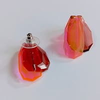Image 3 of Selenium Pink Hydrangea Stud Earrings with Burgundy
