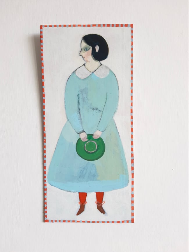 SALE Waiting ~ Original painting on cardboard