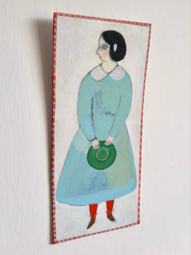 SALE Waiting ~ Original painting on cardboard