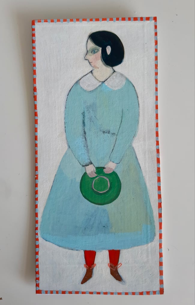 SALE Waiting ~ Original painting on cardboard