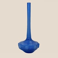 Image 1 of Vase soliflore allemand Lauscha Thuringe Glaskunst RDA verre fin bleu  vintage 1960s