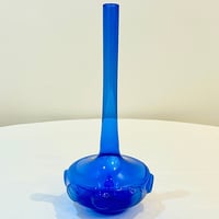 Image 2 of Vase soliflore allemand Lauscha Thuringe Glaskunst RDA verre fin bleu  vintage 1960s