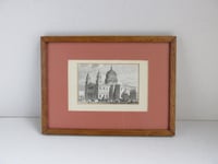 Image 2 of Antique St Paul's Cathedral Miniature Engraving Print in Wooden Frame Sized 11 1/8 x 8 1/8 ins