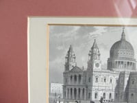 Image 5 of Antique St Paul's Cathedral Miniature Engraving Print in Wooden Frame Sized 11 1/8 x 8 1/8 ins