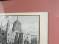 Image 6 of Antique St Paul's Cathedral Miniature Engraving Print in Wooden Frame Sized 11 1/8 x 8 1/8 ins