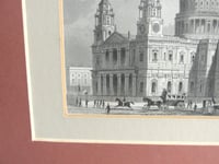 Image 8 of Antique St Paul's Cathedral Miniature Engraving Print in Wooden Frame Sized 11 1/8 x 8 1/8 ins