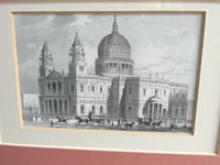 Image 4 of Antique St Paul's Cathedral Miniature Engraving Print in Wooden Frame Sized 11 1/8 x 8 1/8 ins