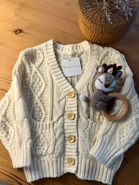 Image 1 of Gift Duo – Cotton Cardigan & Handmade Rattle (Boy)