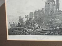 Image 13 of Antique Corfe Castle Dorset Miniature Engraving Print in Wooden Frame Sized 11 x 8 1/8 ins