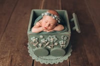 Image 4 of Baby Wagon with Crochet Flowers in Sea Green