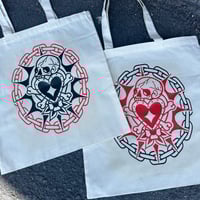 Image 1 of Skull Tote Bag – Hand-Printed Tattoo-Inspired Design on Durable Cotton