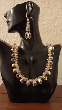 Image 2 of STUNNING PINK CRYSTAL TEARDROP NECKLACE AND EARRING SET