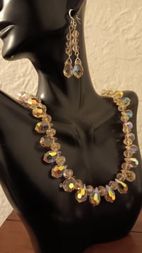 Image 3 of STUNNING PINK CRYSTAL TEARDROP NECKLACE AND EARRING SET