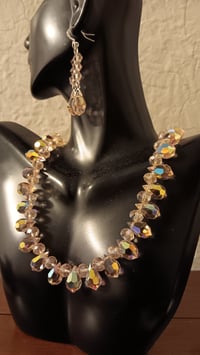 Image 4 of STUNNING PINK CRYSTAL TEARDROP NECKLACE AND EARRING SET