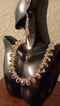 Image 7 of STUNNING PINK CRYSTAL TEARDROP NECKLACE AND EARRING SET