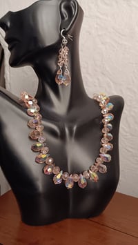Image 6 of STUNNING PINK CRYSTAL TEARDROP NECKLACE AND EARRING SET