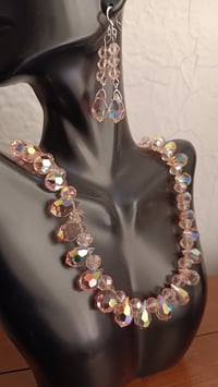 Image 10 of STUNNING PINK CRYSTAL TEARDROP NECKLACE AND EARRING SET