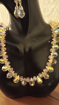 Image 9 of STUNNING PINK CRYSTAL TEARDROP NECKLACE AND EARRING SET