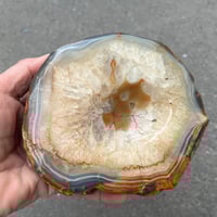 Image 3 of Vide-poche en tranche d'agate cristal bleu vintage 1960 cendrier 