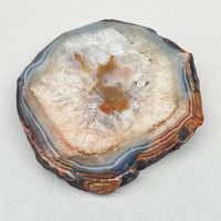 Image 2 of Vide-poche en tranche d'agate cristal bleu vintage 1960 cendrier 