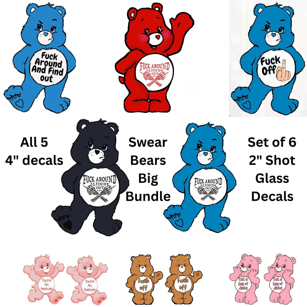 Image of Swear Bears UV DTF Decal Bundle – 5 Large + 6 Mini Decals