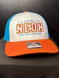 Image 2 of Teal, Orange, and white trucker Hat