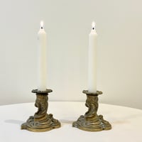Image 1 of Paire de bougeoirs de toilette ancien en bronze doré - XIXe - style Louis XV