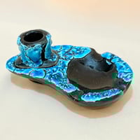 Image 2 of Bougeoir-cendrier vintage 1960 en grès Fat Lava – Poterie du Cyclope, émaux des glaciers