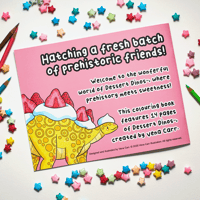 Image 8 of Dessert Dinos Colouring Book | Cute dinosaur art colouring pages booklet printed in Canada