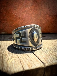 Image 1 of WL&A Handmade Native Old Style Heavy Ingot Repoussé Whirling Log Cigar Band Ring 