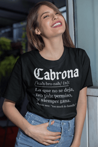 Image 1 of Empowerment Tee "Cabrona" Definition T-Shirt - Summer Wear, Hot Pink/Purple/Electric Blue/Classic Re