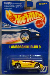 Image 1 of 1995 Hot Wheels Yellow Lamborghini Diablo - Collector # 227 – Diecast Car NIP"