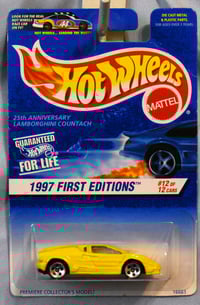 Image 1 of 1997 HW First Editions Yellow Lamborghini Countach - Collector # 510 – Diecast Car NIP”