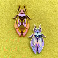 Image 1 of Stained Glass Cicada Hard Enamel Pins