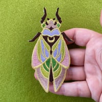 Image 1 of Stained Glass Cicada Iron on Patch