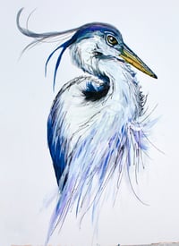 Watercolor Blue Heron Print