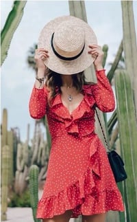 Image 1 of Realisation Par Alexandra Diane Wrap Dress. Silk Red Star Print