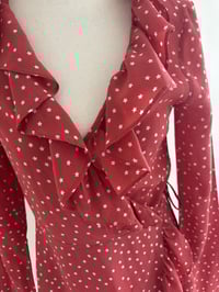 Image 4 of Realisation Par Alexandra Diane Wrap Dress. Silk Red Star Print