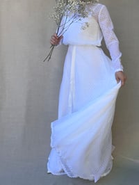 Image 4 of Vintage 60s 70s wedding dress with long sleeves