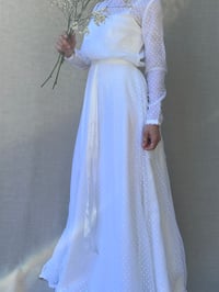 Image 1 of Vintage 60s 70s wedding dress with long sleeves