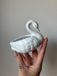Image 2 of Pair of Mini Vintage Ceramic Swan Planters 