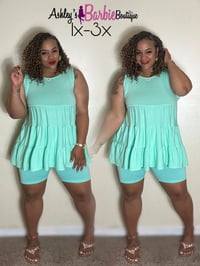 Two Tone Mint Short Set (1x-3x)