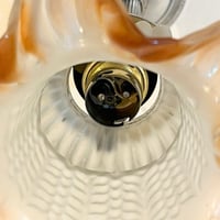 Image 7 of Lampe de chevet ancienne métal chromé et opaline tulipe bicolore - 1930