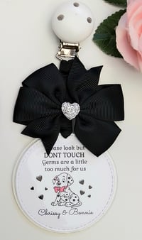 Image 1 of Personalised Dalmation Pram Charm, Please don't touch baby pram charm, germs baby pram tag