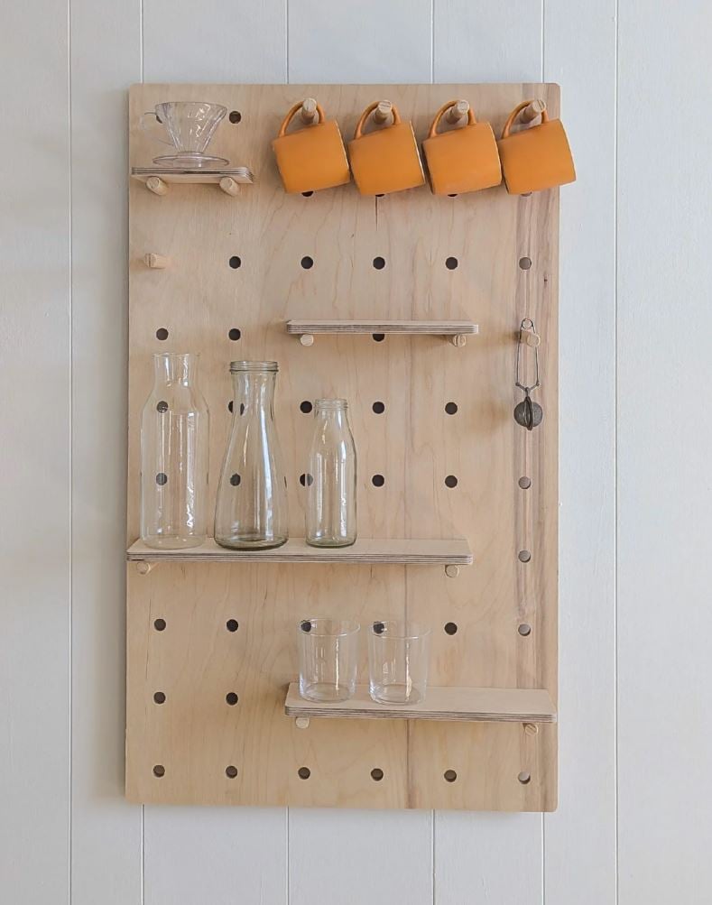 Image of ALL PEGS Birch Plywood Wooden Pegboard Shelving Display