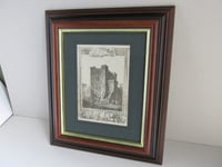 Image 2 of Antique 'Newcastle Castle' Small Engraving Art Print in Wooden Frame, frame marks