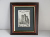 Image 1 of Antique 'Newcastle Castle' Small Engraving Art Print in Wooden Frame, frame marks