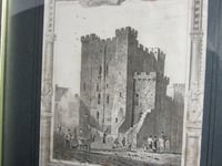 Image 3 of Antique 'Newcastle Castle' Small Engraving Art Print in Wooden Frame, frame marks
